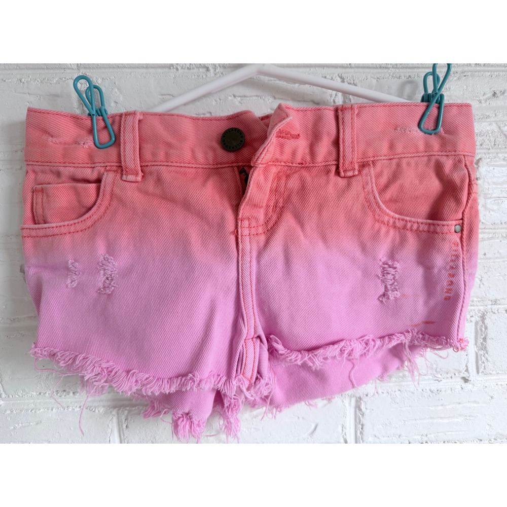 Billabong Kids Ombre‎ Pink Distressed Denim Cutoff Shorts Size 14